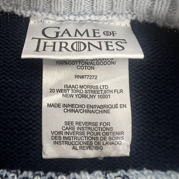 Game of Thrones Mens “Deck The Wall” Ugly Christmas Knit Sweater Navy Blue Small - Picture 4 of 10